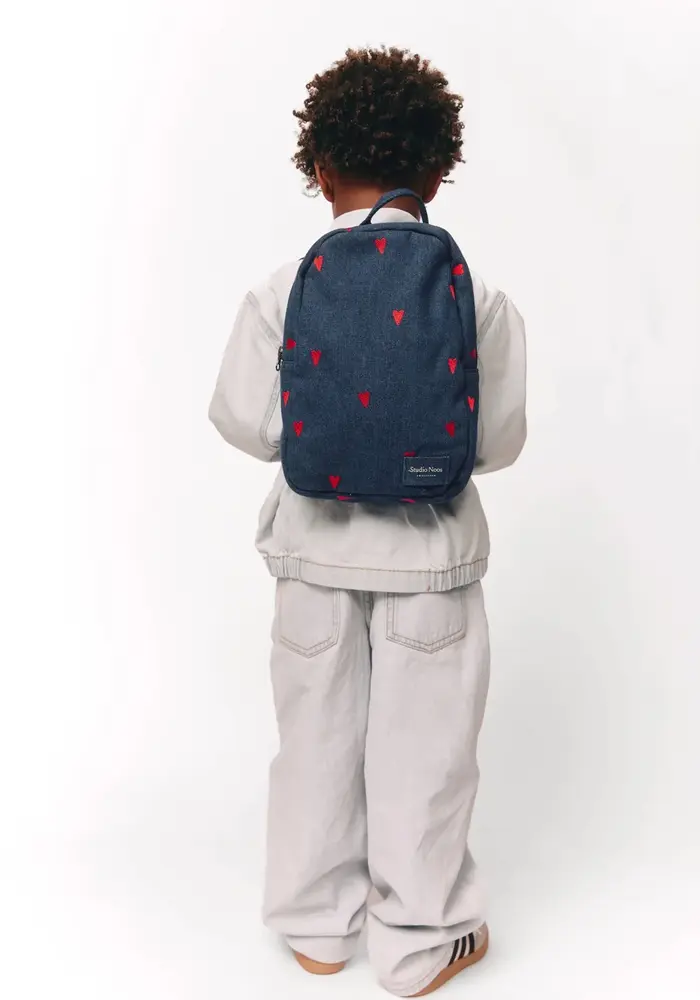 Studio Noos Back Pack Mini Dark Blue Red Hearts