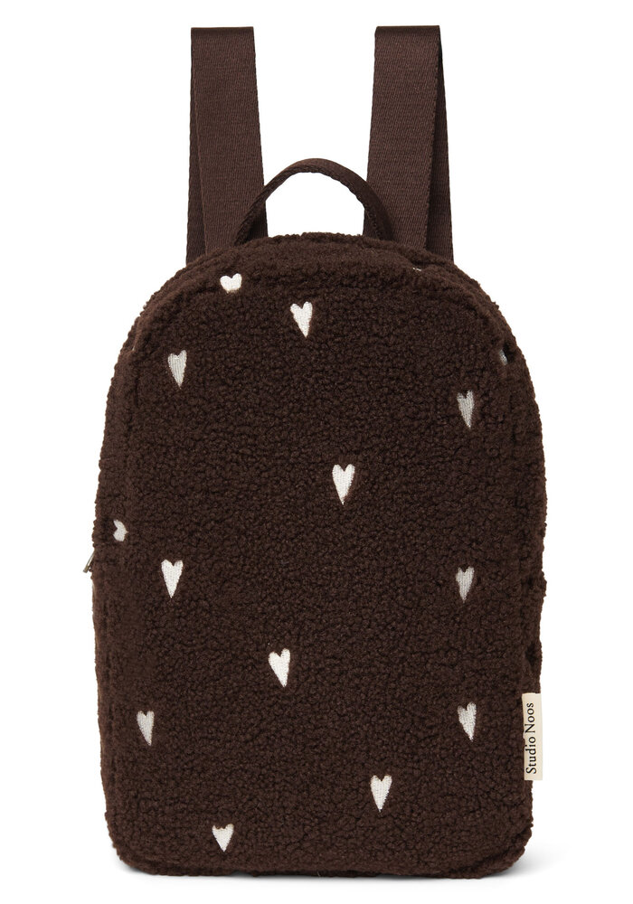 Studio Noos Chocolate Teddy Hearts Mini Backpack