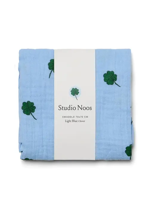 Studio Noos Studio Noos Hydrofiele Doek Light Blue Clover 70x70