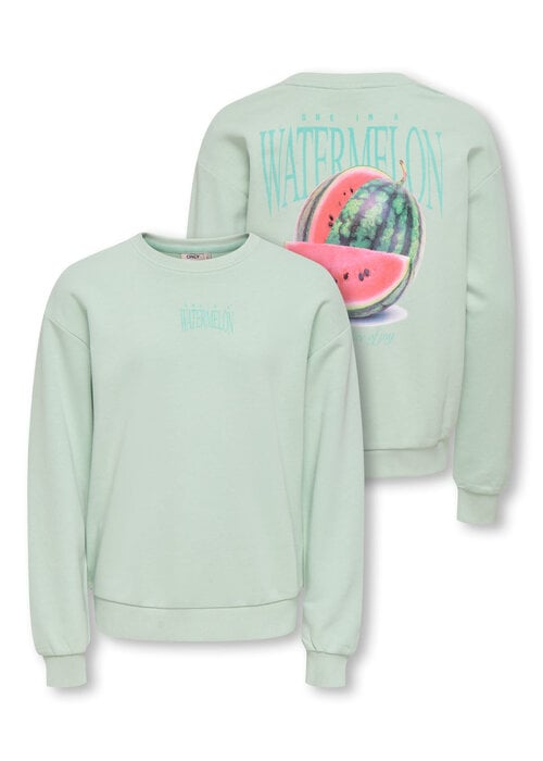 Only Kids Only Kids KOGPHILEA LIFE L/S LOOSE UB VD SWT NOOS Aqua Foam Watermelon