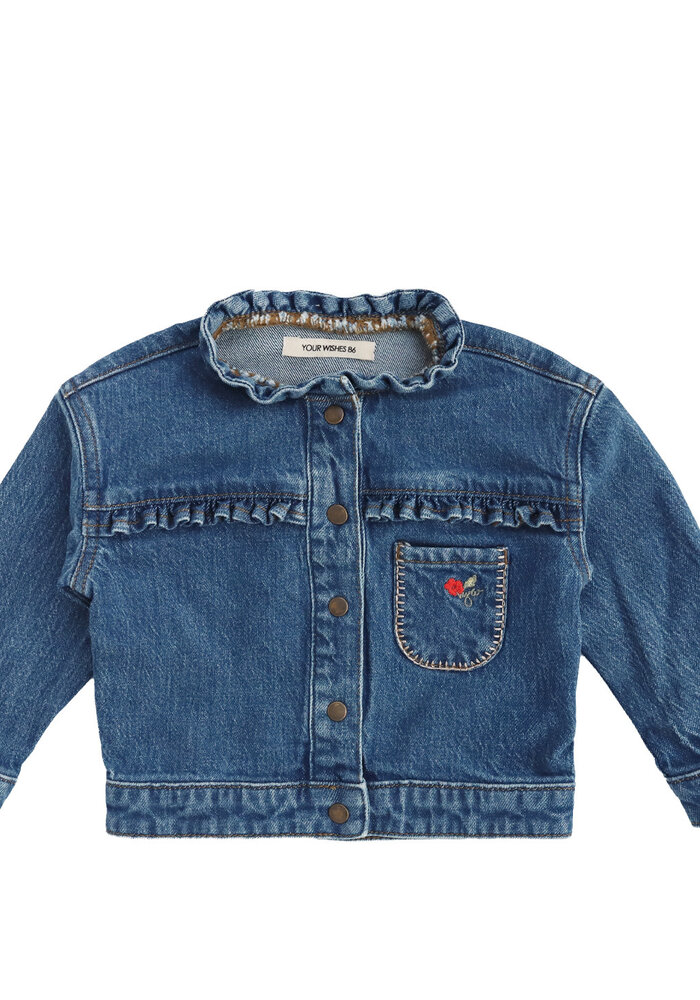Your Wishes Stretch Denim | Ruffle Jacket Faint Blue