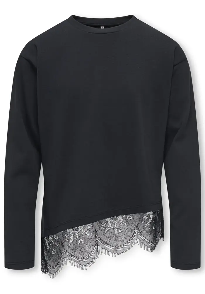 KOGKAMIL LS ASSYMETRIC LACE TEE JRS Black
