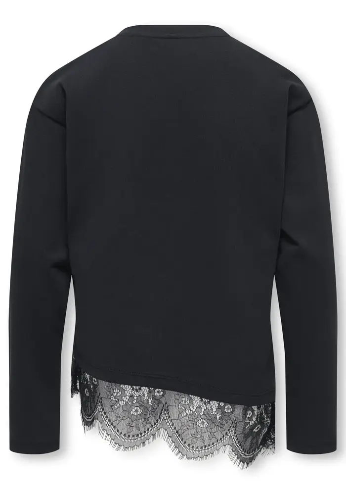 KOGKAMIL LS ASSYMETRIC LACE TEE JRS Black