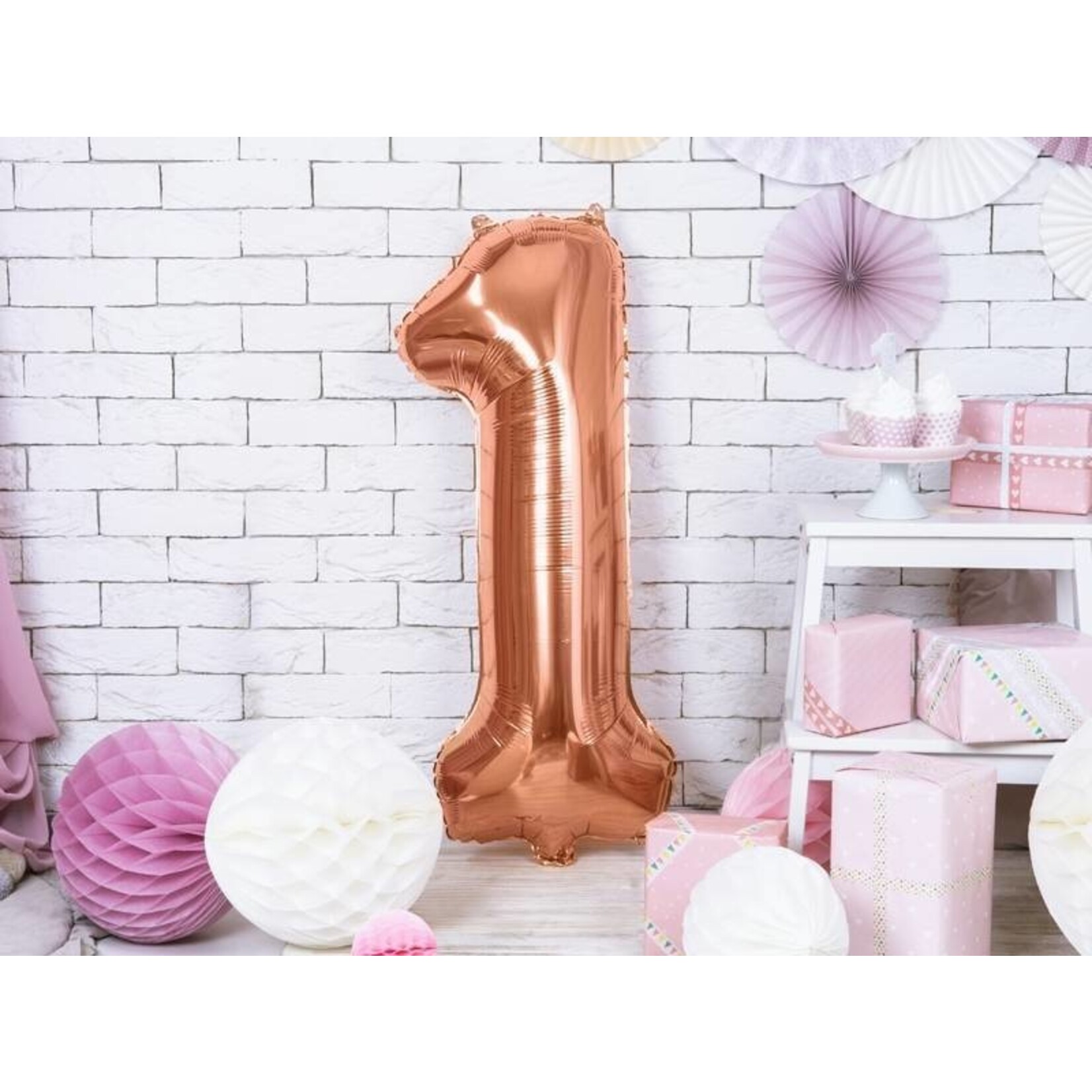 Ballonnendeal Helium cijferballon rose goud - 86 cm