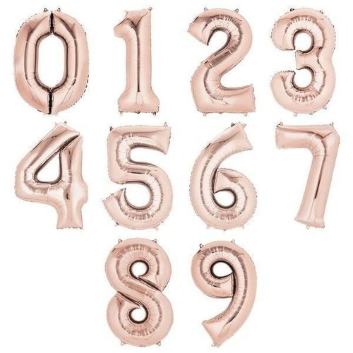 Ballonnendeal Helium cijferballon rose goud - 66 cm Ballonnendeal Helium cijferballon rose goud - 66 cm