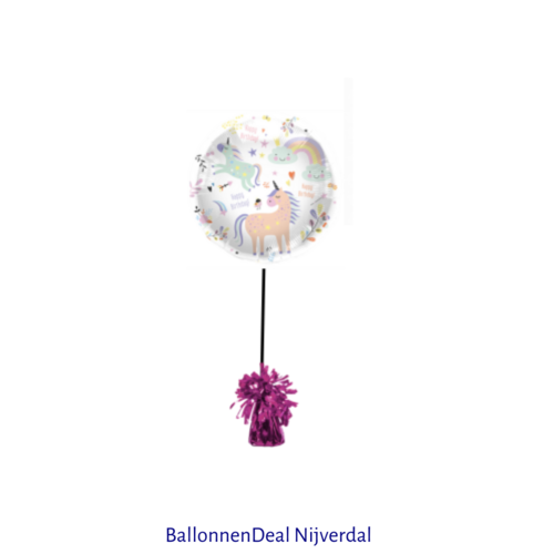 Unicorn folieballon (45cm) met voetje (incl. helium)