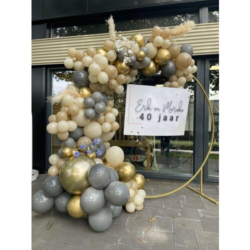 PartyDeco Gouden Backdrop Cirkel met ballonnen