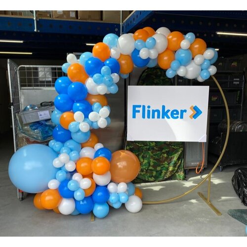 PartyDeco Gouden Backdrop Cirkel met ballonnen