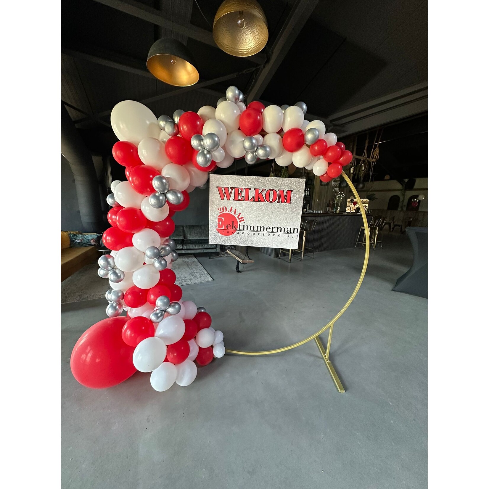 PartyDeco Gouden Backdrop Cirkel met ballonnen