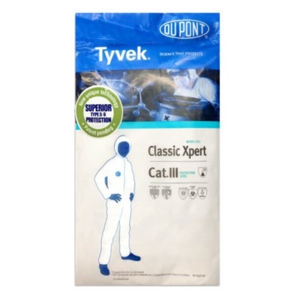 Tyvek Tyvek® Classic Xpert schützt vor Chemikalien, Partikeln und biologischen Risiken mit Komfort und Typ 5/6 Norm.