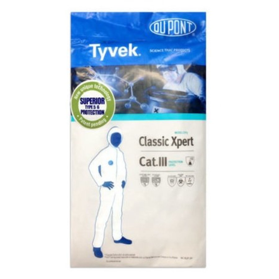 Tyvek® Classic Xpert protects against chemicals, particles, and biological risks with comfort and Type 5/6 compliance.-2