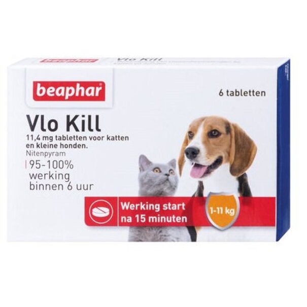 Beaphar Vlokill+ pour chat et chien jusqu'à 11 kg 6 comprimés