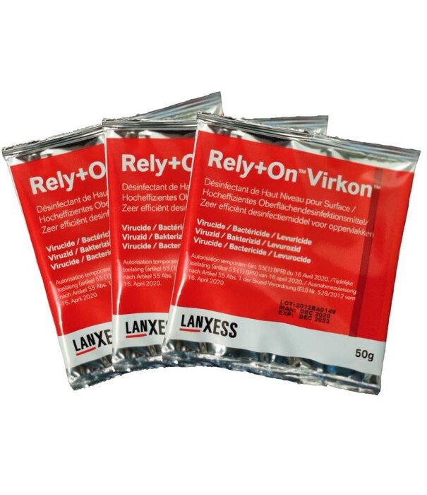 Rely+On™ Virkon™ Rely+On™ Virkon™ 50 g – Krachtig en veelzijdig breedspectrum desinfectiemiddel voor harde oppervlakken