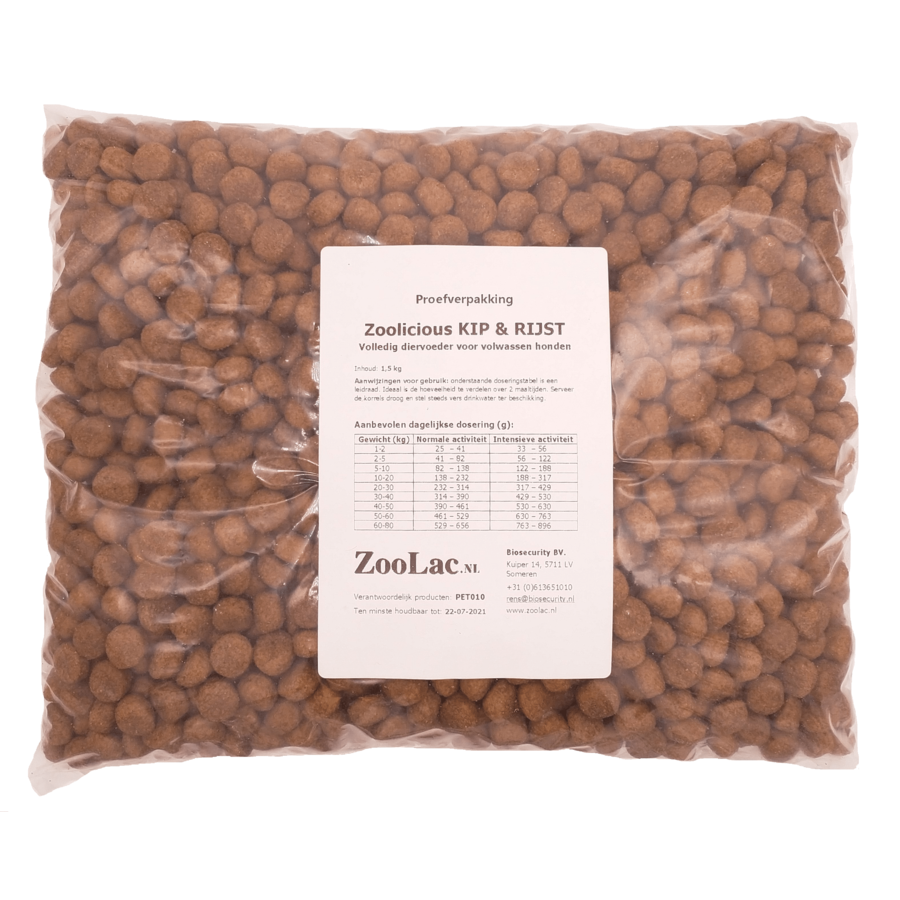 Zoolicious Kip & Rijst 1,5 kg - 23/12 - proefverpakking-1