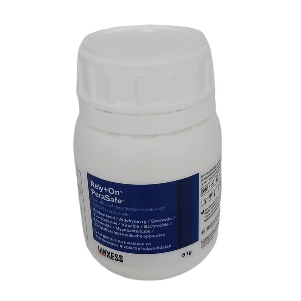 Perasafe Rely+On™ PeraSafe™ 81 g – Hoogwaardig CE-gecertificeerd Desinfectiemiddel voor Medische Hulpmiddelen, Endoscopen en Katheters – Snelle, Veilige en Milieuvriendelijke Desinfectie