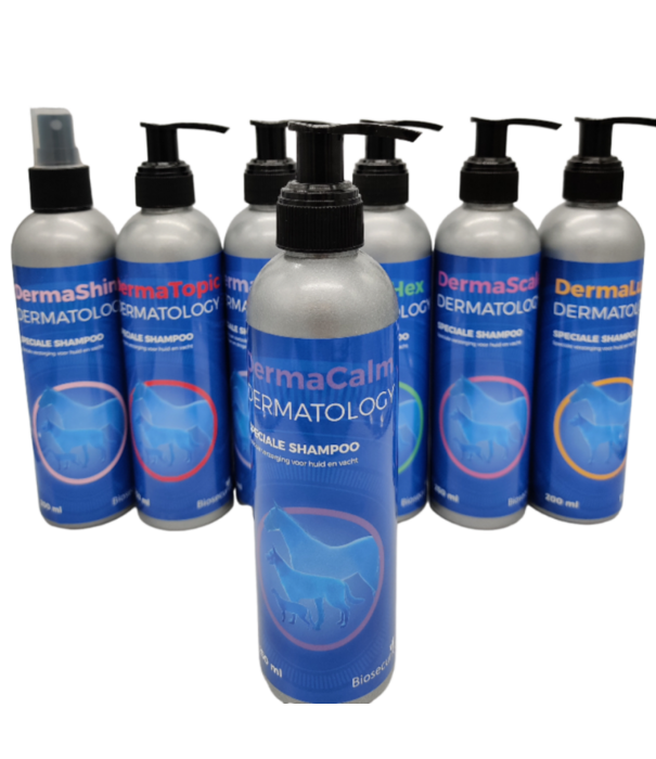 Derma-prescription DermaCalm 250 ML es un champú suave e hipoalergénico con propiedades limpiadoras, desinfectantes y que alivia la picazón.