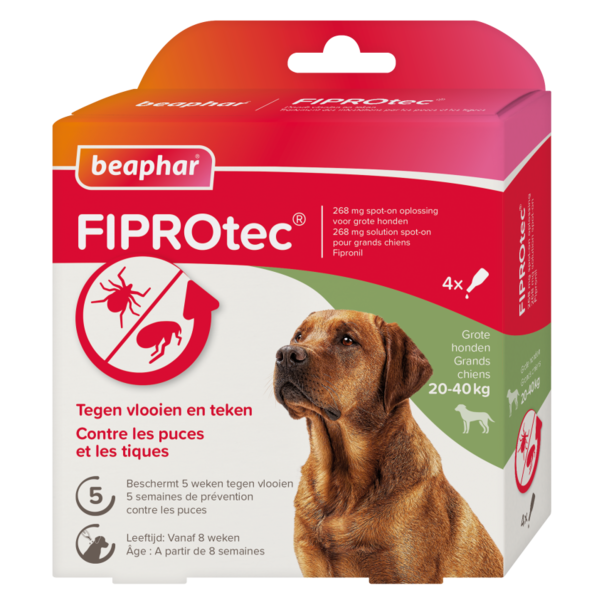 Fiprotec Beaphar FIPROtec® Spot-On Hund 20-40 kg – 4 Pipetten gegen Flöhe und Zecken