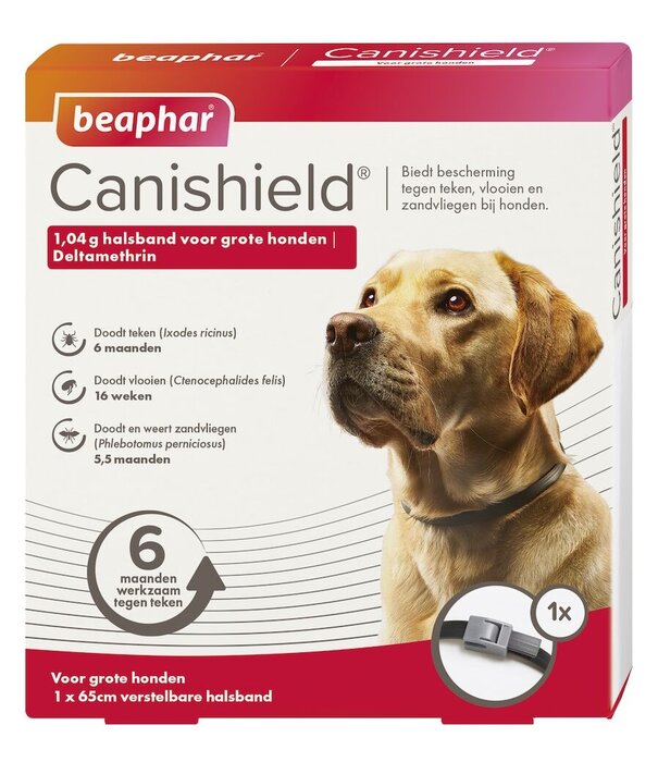 Beaphar Canishield® Collier Grand Chien 65 cm – Protection contre les puces, tiques et phlébotomes – Inodore, facile à appliquer, efficace jusqu’à 6 mois