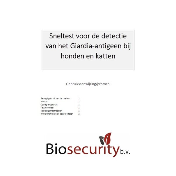 Biosecurity Giardia - one-step rapid test