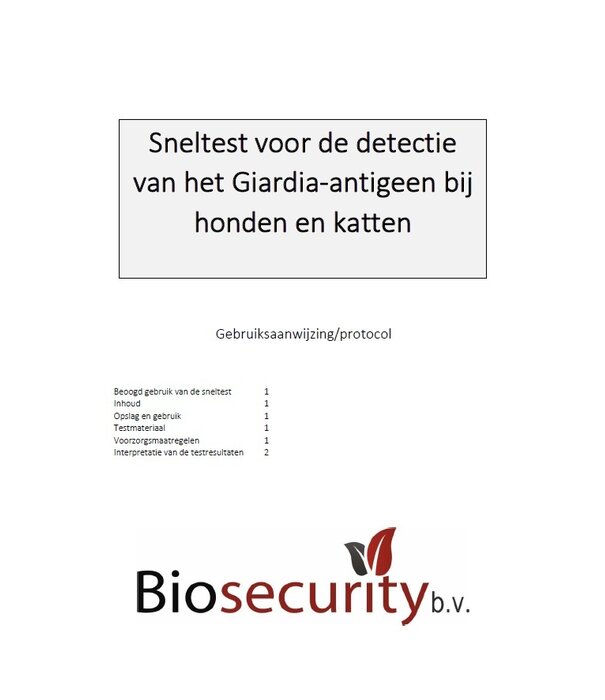 Biosecurity Giardia - one-step rapid test