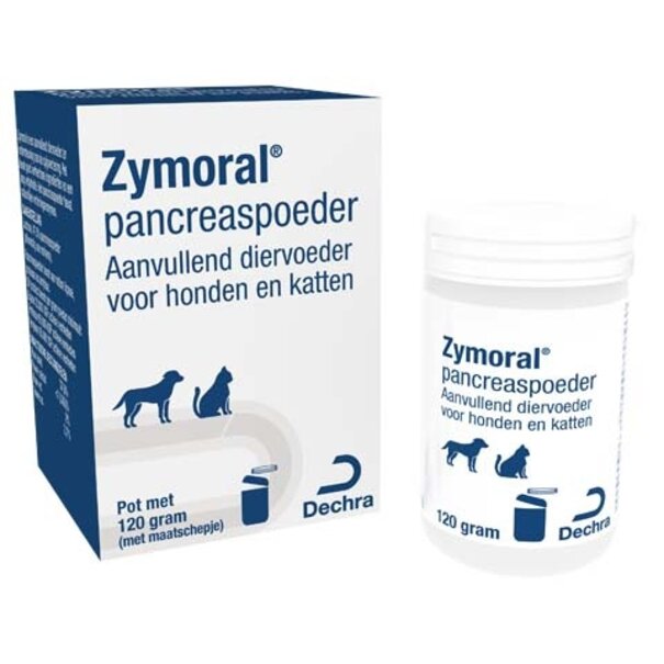 Zymoral Zymoral is het pancreaspoeder voor hond en kat met natuurlijke verteringsenzymen