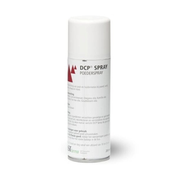 DCP SPRAY Spray DCP 200 ml est un spray en poudre pour soulager les démangeaisons et les irritations cutanées chez le cheval, le bœuf, le porc, le mouton et le chien.