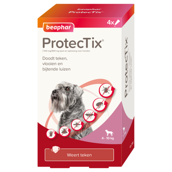 ProtecTix Beaphar ProtecTix® hond 4-10kg 4 pipetten - tegen teken, vlooien, bijtende luizen, zandvliegen, muggen en stalvliegen.