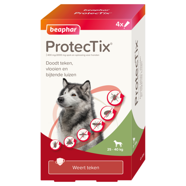 ProtecTix Beaphar ProtecTix® dog 25-40kg 4 pipettes - against ticks, fleas, biting lice, sandflies, mosquitoes, and stable flies.
