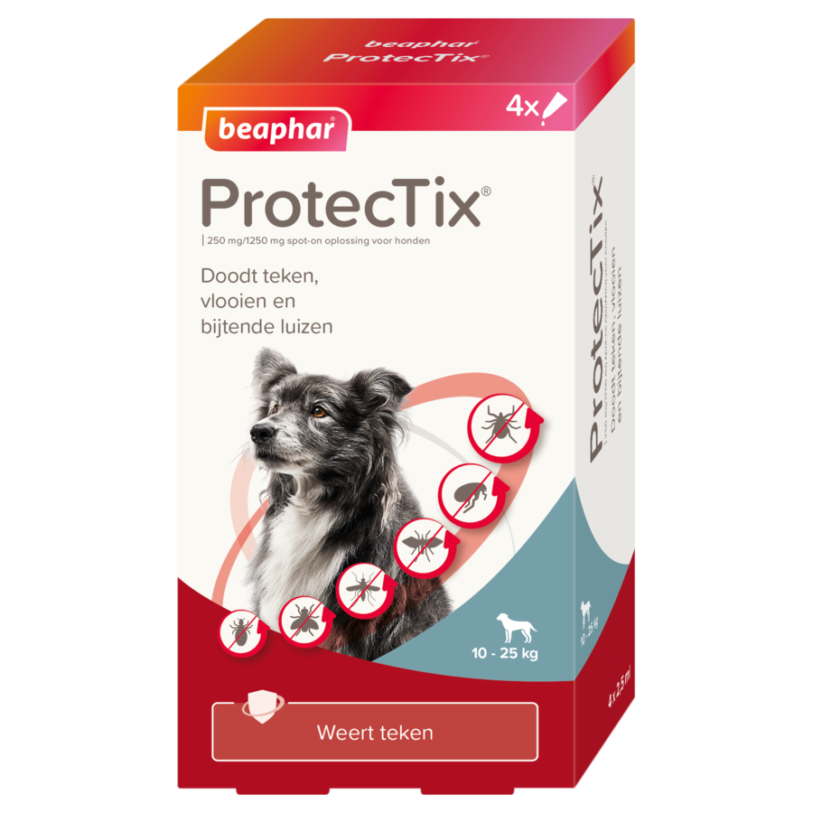 Beaphar ProtecTix® hond 10-25kg 4 pipetten - tegen teken, vlooien, bijtende luizen, zandvliegen, muggen en stalvliegen.-1