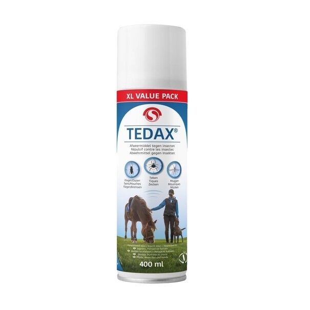 Sectolin Sectolin Tedax Spray 400 ml est un répulsif pour les humains, les chevaux et les chiens contre les insectes tels que les moustiques, les mouches piqueuses/taons, les mouches d'étable et les tiques