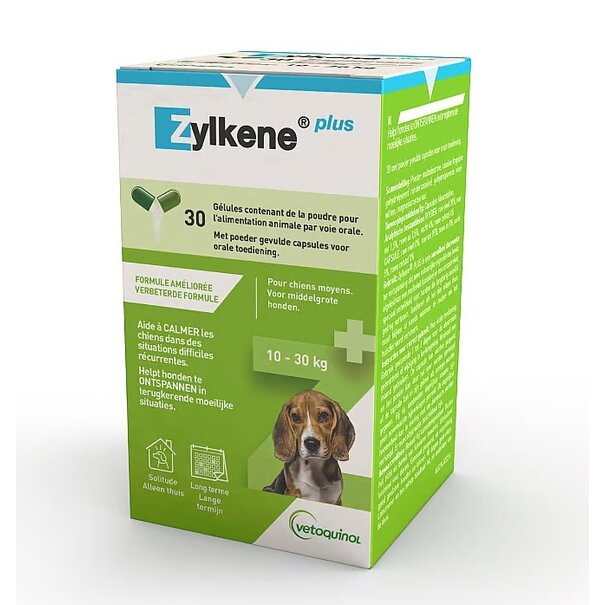 Zylkene Zylkene Plus 225 mg – Soutien Apaisant pour Chiens Moyens (10-30 kg) – 30 Gélules