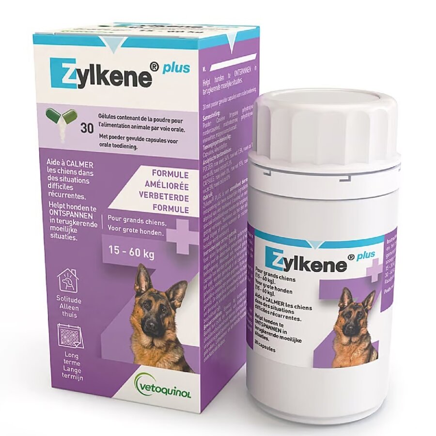 Zylkene Plus 450 mg – Natürliche Unterstützung bei Stress für große Hunde (15-60 kg) – 30 Kapseln-1