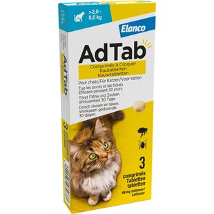 AdTab Gato  Comprimidos Masticables 2–8 kg – Comprimidos Masticables | Protección contra Pulgas y Garrapatas