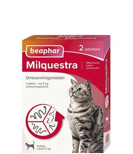 Milquestra comprimés vermifuges pour chat - 2 pcs