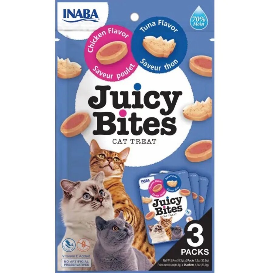 Inaba Juicy Bites Atún y Pollo – Snack Cremoso y Saludable para Gatos de Todas las Edades-1