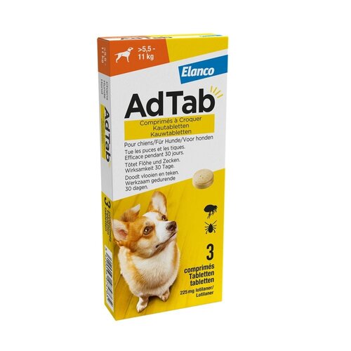 AdTab Perro 5,5–11 kg – Comprimidos Masticables | Pulgas y Garrapatas 