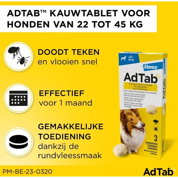 AdTab AdTab Chewable Tablets for Dogs 22 to 45 kg – Monthly Protection Against Fleas and Ticks