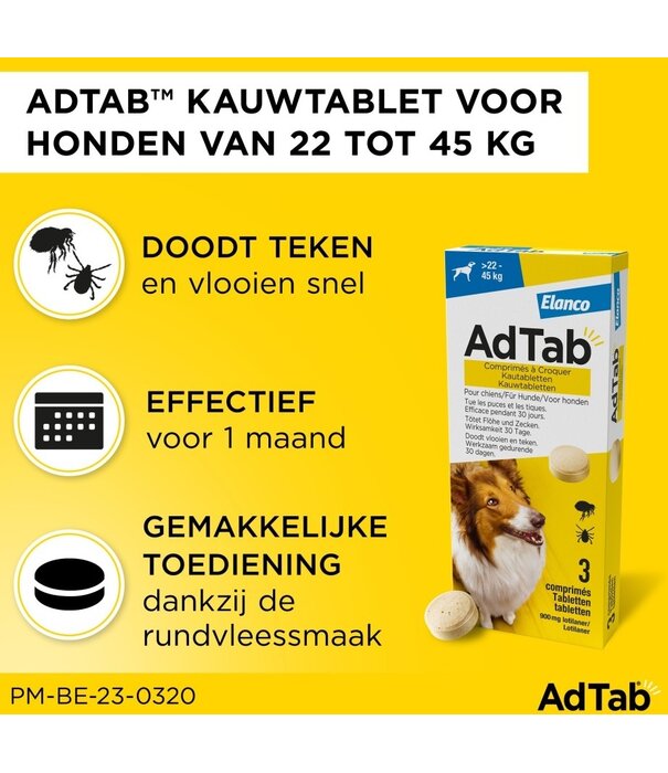 AdTab AdTab Kautablette für Hunde von 22 bis 45 kg – Monatlicher Schutz vor Flöhen und Zecken