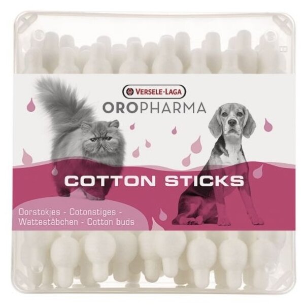 Oropharma Bâtonnets Coton Versele-Laga Oropharma – doux bâtonnets en coton 100 % pour un soin auriculaire sûr des animaux de compagnie, 56 pièces