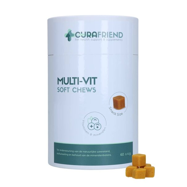 Curafriend CuraFriend Multi-Vit Soft Chews 60 pièces – Friandises molles nutritives riches en vitamines et minéraux essentiels pour soutenir l’immunité, le métabolisme et la solidité des os chez les chiens