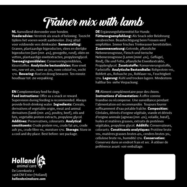 Luna's Choice Luna’s Choice Trainer Mix Lam 500g – zachte halfvochtige snacks met krachtige geur en smaak, zonder toegevoegde suikers, ideaal voor training en beloning
