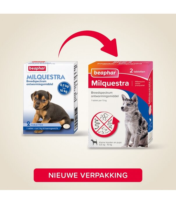 Milquestra Milquestra Comprimés Vermifuges pour Chiots et Petits Chiens 0,5-10 kg - 2 Comprimés