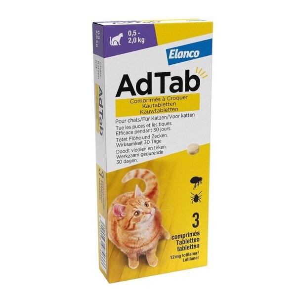 AdTab AdTab Kautabletten 12 mg für Katzen von 0,5–2,0 kg – 3 Stück