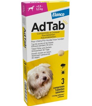 AdTab Perro 2,5–5,5 kg – Comprimidos Masticables | Pulgas y Garrapatas