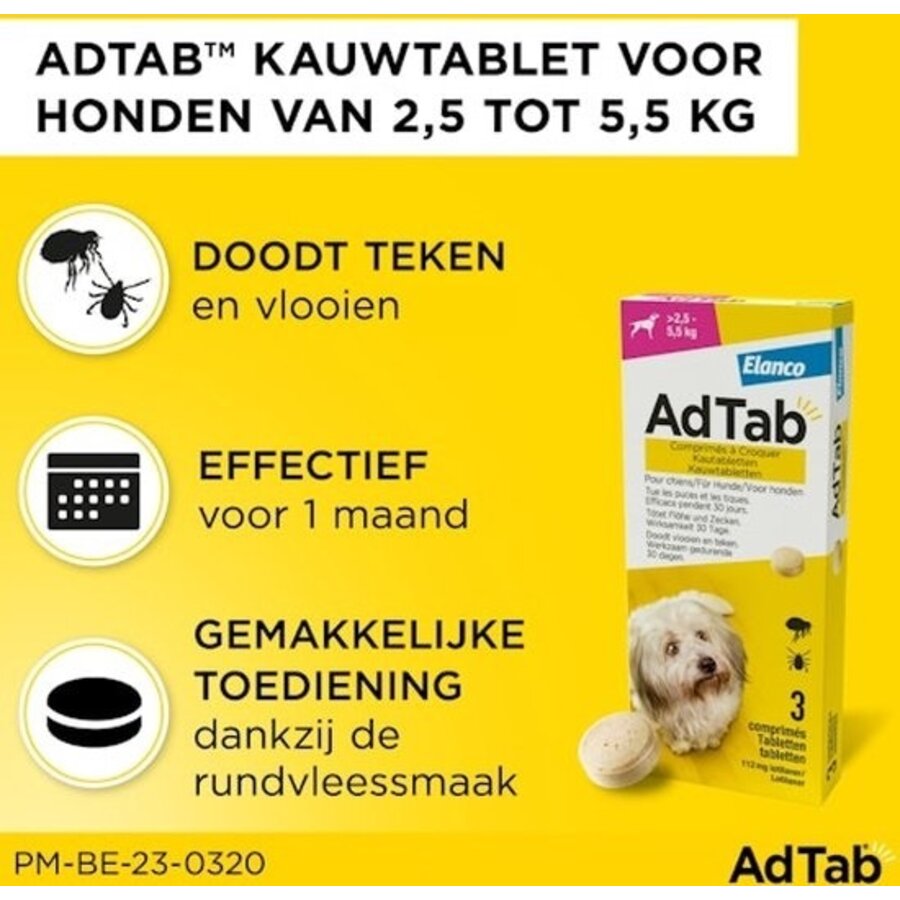 AdTab Comprimés à Mâcher 112,5 mg pour Chiens 2,5–5,5 kg – 3 Unités-2