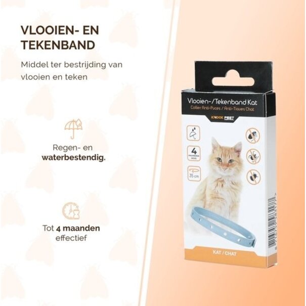 Knock Pest Control Collar antipulgas y antigarrapatas Knock Off para gatos 33 cm – Natural y seguro – Protección hasta 4 meses