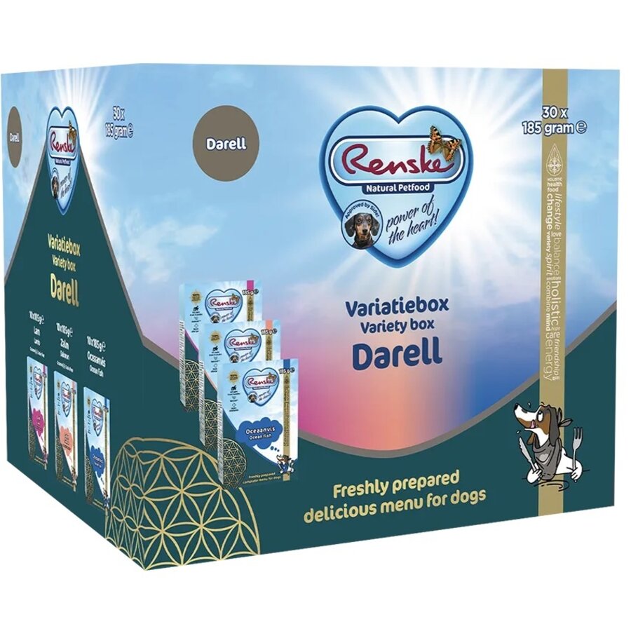 Renske Caja Darell Comida Húmeda Preparada Fresca – Cordero, Salmón y Pescado – 30x185g-1