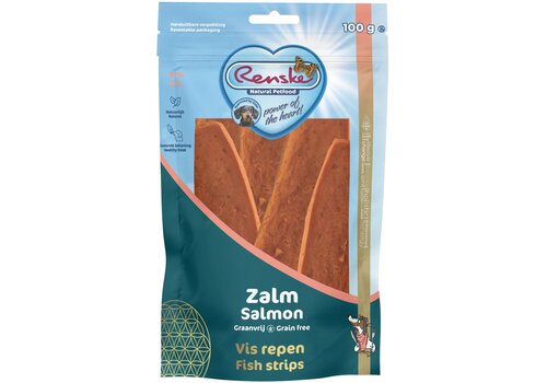 Renske Vlees Repen Zalm 100g – Gezonde Beloning Hond 