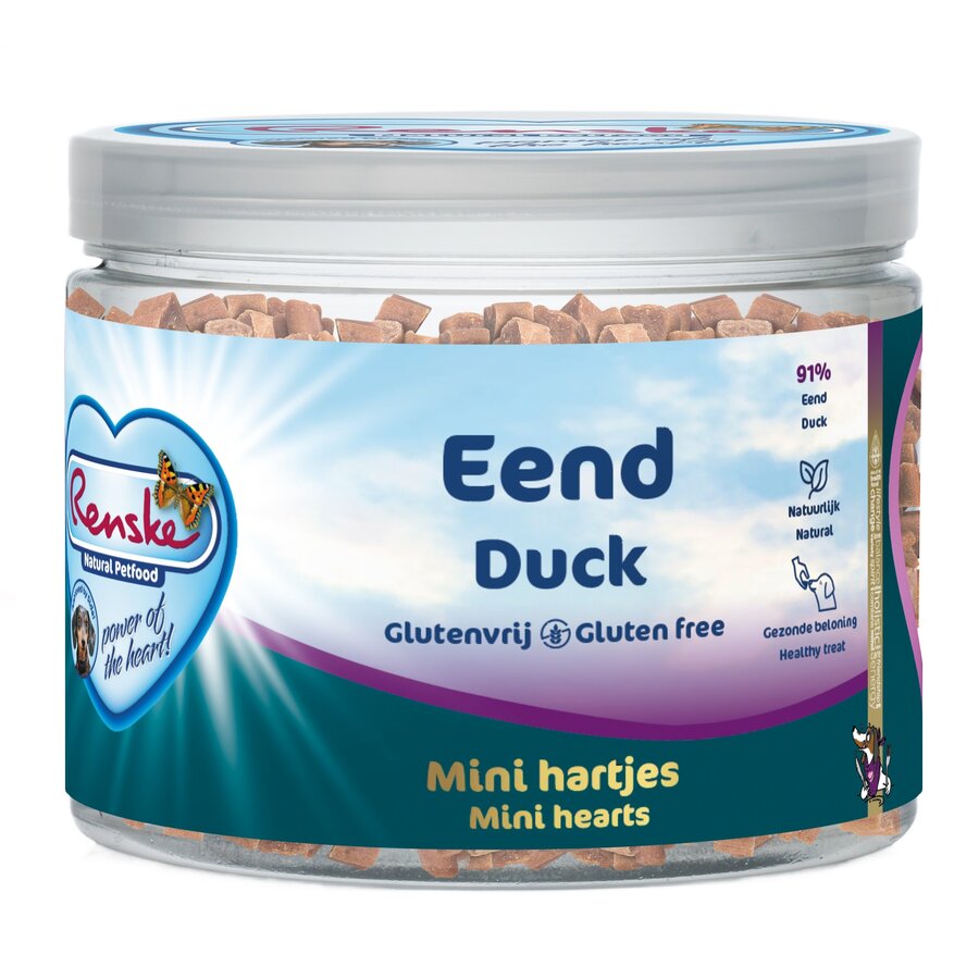 Renske Recompensas Saludables Mini Corazones de Pato 100 g / 300 g – Snack natural sin cereales-1