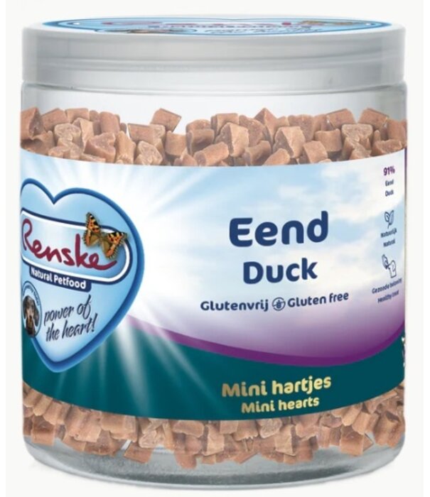 RENSKE Renske Friandises Saines Mini Cœurs Canard 100 g / 300 g – Gâterie naturelle sans céréales